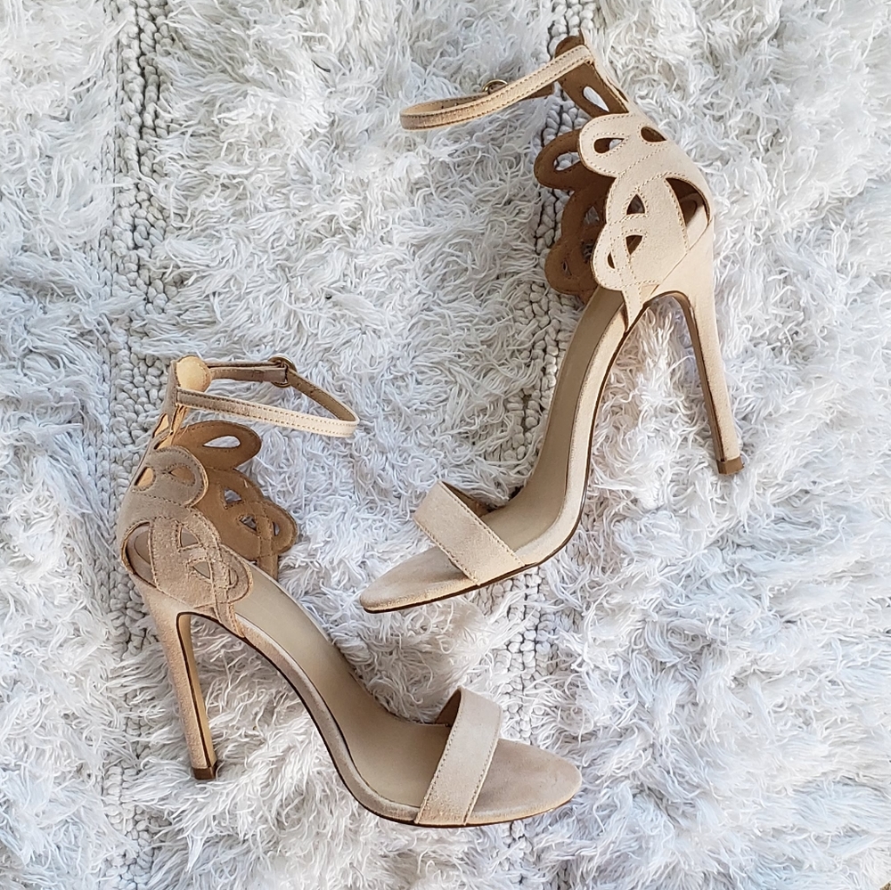 Topshop Nude Ankle Strap Heels